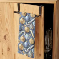 Blue Gold Christmas Pattern#12 ID1009 Kitchen Towel