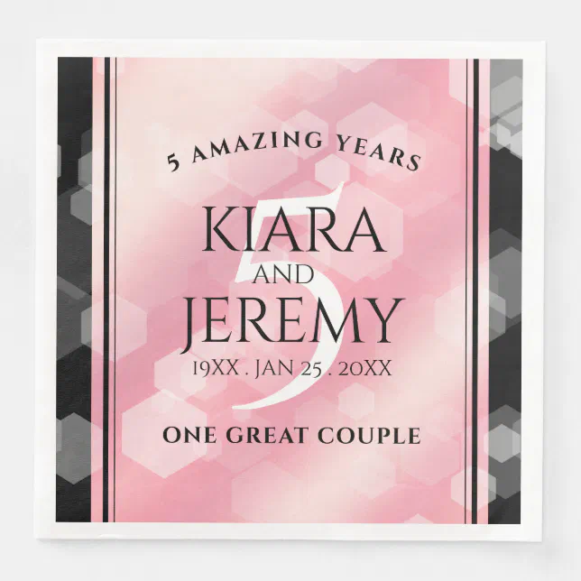 Elegant 5th Rose Quartz Wedding Anniversary Paper Dinner Napkins