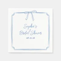 Elegant Blue Simple Classic Bow Bridal Shower Napkins