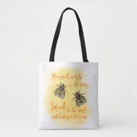 Proverbs Bible Quote Honey Bees Tote Bag