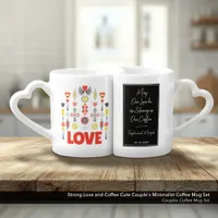 Strong Love and Coffee Cute Couple's Minimalist Coffee Mug Set