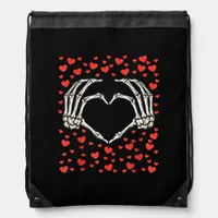 Skeleton Hand Red Heart Birthday Valentines Day Drawstring Bag