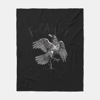 Crow, F-Caw-F Funny Bird Retro Graphic Fleece Blanket