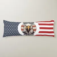 Bald Eagle Bust with American Flag Background Body Pillow