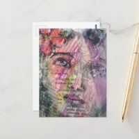 Abstract Face with Text Grunge Collage Postcard