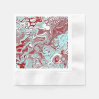 Teal, Burgundy, Red and White Marble Swirls   Napkins