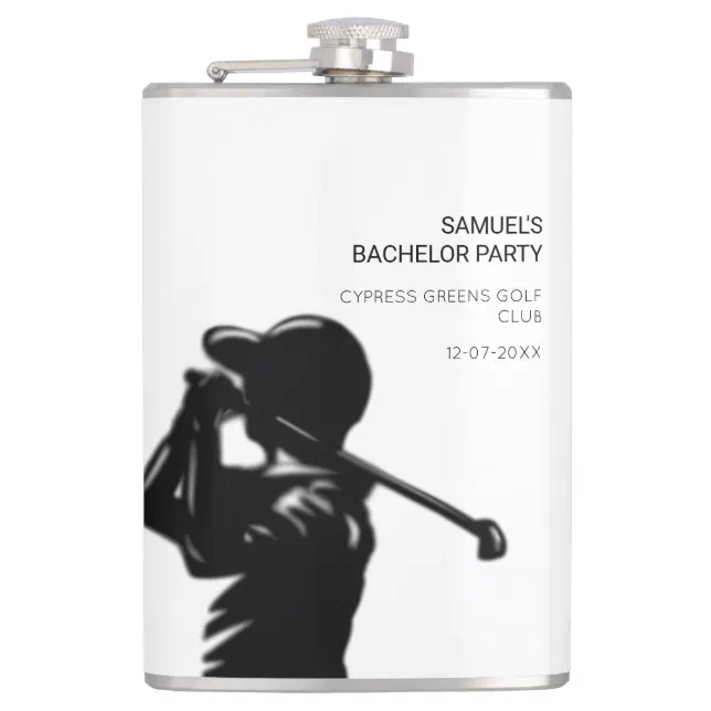 Black golfer Golfing Trip Bachelor Party minimal  Flask