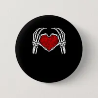 Skeleton Heart Hands Sign Valentine's Day Cute Hea Button