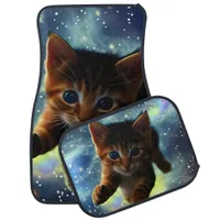 Kitten Running In Space Car Floor Mat