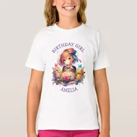 Cute Rainbow Anime Girl Birthday Girl Personalized T-Shirt