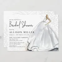 Rustic White Wedding Dress Bridal Shower  Invitation