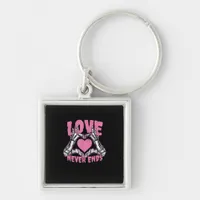 Valentines Day Heart Skeleton Hands Heart Keychain