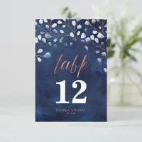 Watercolor Snowdrops Wedding Navy/Copper ID726 Invitation