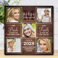 Rustic 5 Photo Collage Personalized Graduation Plaque