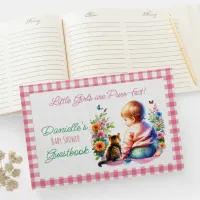 Little Girl and Kitten | Watercolor Baby Shower Guest Book