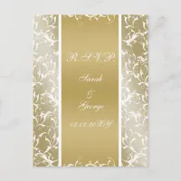 champagne gold Baroque Wedding Invitation Postcard