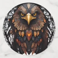 Mosaic Eagle Portrait Round Pillow Confetti