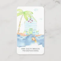 *~* Sea Shack Ring Buoy Fish Palm  Dining Beach Business Card