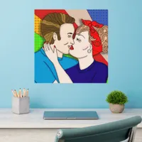 Retro Couple Kiss Pop Art Style Wall Decal