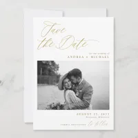 Modern Elegant Photo Wedding Gold Save The Date