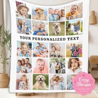 Custom Cute 20 Photos Collage Family Friends Pets  Sherpa Blanket
