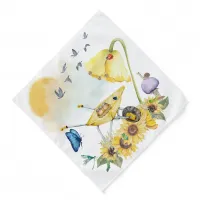 Cute Watercolor Cottagecore Yellow on white | Bandana