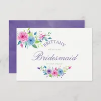 Ultra Violet Floral Will You Be My Bridesmaid Invitation