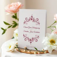 Elegant Vintage Romance Burgundy Floral Wedding Program