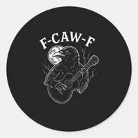 F Caw F Funny Crow Guitar Halloween Vintage Style Classic Round Sticker