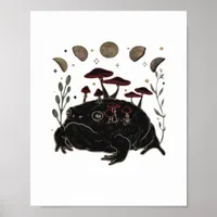 Academia Moon Witchy Goblincore Aesthetic Frog Cla Poster