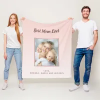 Mother rose gold photo kids names fleece blanket