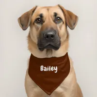 Custom Personalized Name Minimal Chocolate Brown Pet Bandana Collar