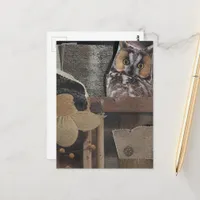 Owl in the Room Surreal Collage Postcard