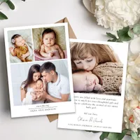 Simple New Baby Multi Photo Collage  Thank You Card