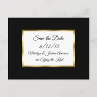 Black and Gold Wedding Save the Date Postcards