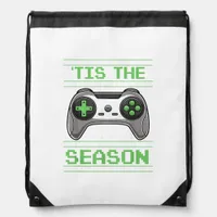 Tis The Season Video Games Christmas Xmas Gamer Drawstring Bag