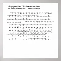 Singapore Font Glyphs Contact Sheet Poster