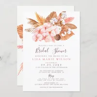 Boho Pampas Orchids Cotton Blush Bridal Shower Invitation