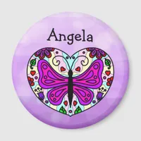 Personalized Purple Butterfly Heart Mandala      Magnet