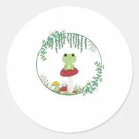 Cottagecore Aesthetic Kawaii Frog Goblincore Cute  Classic Round Sticker