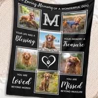 Pet Memorial Personalized Dog Photo Collage Fleece Blanket