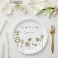 Elegant Timeless Soft Gold Floral Minimalism Paper Plates