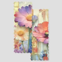 Whimsical Quirky Paper Flowers Two-sided Bookmarks