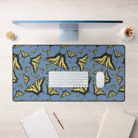 Southwest Yellow Swallowtail Butterfly Blue Desk Mat