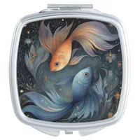 Pisces Zodiac Birth Sign Astrology Celestial Compact Mirror