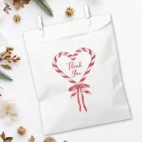 Chic Modern Candy Cane and Bow Christmas Thank You Favor Bag