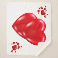 Simple Red Hearts on White Happy Valentine's Day | Sherpa Blanket