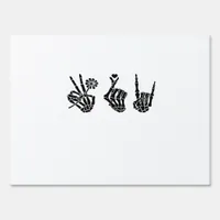 Peace And And Roll Skeleton Hands Classic Sign