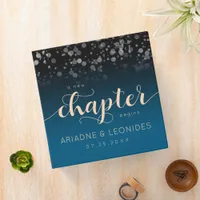 Elegant Peach Oceanic Blue Wedding A New Chapter 3 Ring Binder