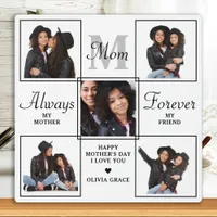 Stylish MOM Personalized Monogram 5 Photo Collage Plaque